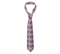 Cravatta Uomo Vintage White Cats Flower Cute Tie per Matrimonio