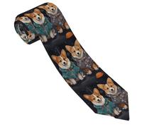 Cravatta Uomo Wearing Clothes Corgi Dogs Cravattino per Completo per | Compleanno Elegante Cravatte Uomo Regolabile Necktie per Lavoro Casual