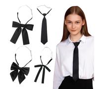 Cravatte da donna,4 pezzi cravatta regolabile per ragazze, ravatte lunghe, Fiocco Papillon già annodato e regolabile, cravatte JK, cravatte strette, cravatte regolabili, per ragazze, laurea