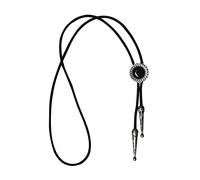 cravatte da uomo. Cravatta Bolo da uomo casual da cowboy occidentale - corda in pelle fatta a mano vintage mistico blu gemma foglia etnica pizzo cravatta bola scarpa stretta cravatta(Black Rope)