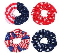 Cravatte elastiche per capelli con bandiera americana per donne ragazze bambini giorno dell'indipendenza 4 luglio Scrunchies per capelli rosso bianco blu stella patriottica USA cravatta per capelli