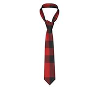 Cravatte lunghe da uomo a quadri di bufalo rosso nero, cravatta magra, divertenti cravatte durevoli per la scuola, matrimoni, feste, 157 x 8,1 cm, Nero , Taglia unica