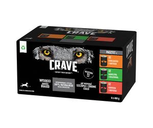 CRAVE Dog Dose Mixed Multipack 6x400g - paté con pollo e tacchino, agnello e manzo, salmone e tacchino (cibo umido completo senza cereali per cani adulti)