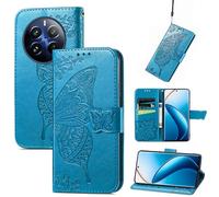 CRAVEN Cover per Realme 12 PRO Plus (PRO+) / Realme 12 PRO 5G Custodia, 3D in Farfalla Rilievo Pelle Portafoglio Case con Porta Carte, Magnetica Caso con Funzione Stand. Blu