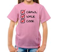 Crawl Walk Cook - Maglietta Per Bambini - Cucina Cottura Divertente Amore Chef