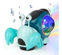 Crawling Crab Toy Musical, Sound Toys with Music and Light Interactive Walking Sensory,Baby Musical Toy with Automatically Avoid Obstacles Function, Gifts for Kids Babies Boys Girls Toddlers (Green)