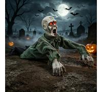 Crawling Zombie Animatronic, Halloween Crawling Zombie | Crawling Zombie with Light-Up Red Eyes & Scary Sounds, House, Porch, Party