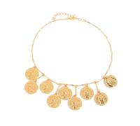 crayfomo 1 pezzo Vintage Collana a Goccia Moneta-15,35 "2,5" Girocollo Regolabile in Oro con Cravatta di Cristallo