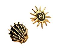 crayfomo Anello a forma di onda di marea-Anello in acciaio inossidabile bicolore dorato e nero, cinturino al girasole testurizzato, gioielli industriali dell'oceano
