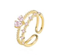 crayfomo Anello aperto con corona di diamanti rosa: una delicata scelta di lusso per i giovani, perfetta per l'eleganza di tutti i giorni
