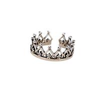 crayfomo Anello aperto con corona vintage da donna, cinturino in lega di tono argento antico con dettagli floreali, gioielli alla moda gotici regolabili per abbigliamento quotidiano