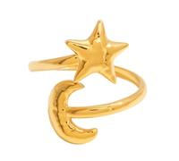crayfomo Anello aperto regolabile celeste stella della luna d'oro da donna impilabile da giorno elegante regalo placcato in oro gioielli in lega