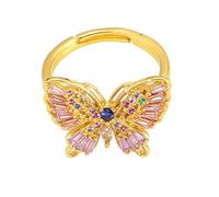 crayfomo Anello colorato per la donna, design regolabile a forma di farfalla, stile naturale, alla moda e versatile, perfetto per l'usura quotidiana, regalo