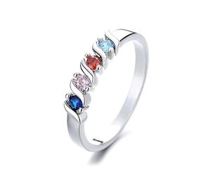 crayfomo Anello di zircone colorato per la donna, Strisce Torte Geometriche a Fila Singola Micro Inlay Design, Perfetto per l'usura quotidiana, Regalo