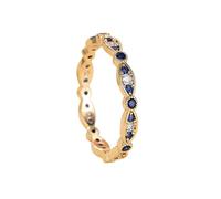 crayfomo Anello in oro zaffiro Eternity con zircone blu e bianco per le donne, anello da sposa in zircone impilabile con anello in zirconi da sposa regalo