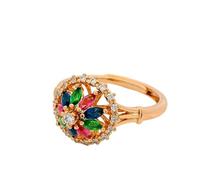 crayfomo Anello regolabile colorato per la donna, disegno multicolore del fiore della pietra preziosa, perfetto per l'usura quotidiana, regalo