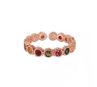 crayfomo Anello regolabile in oro rosa con cristallo arcobaleno, anello con cinturino aperto in pietra multicolore, gioielli minimalisti regalo per le donne