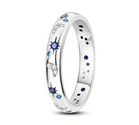 crayfomo Anello sottile a tema del cielo stellato romantico, set con zircone blu e bianco, anello in stile blues fresco, adatto per la datazione, feste e regali