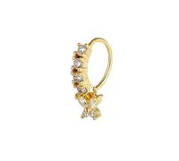 crayfomo Anello unisex con naso a farfalla in zircone placcato oro alla moda Piercing squisiti gioielli dal naso brillante per feste e abiti in stile spigoloso