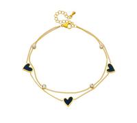 crayfomo Black Heart Rhinestone Anklet Chain, Gold Plated Stainless Steel Adjustable Foot Jewelry for Women Ladies Beach Vacation Party Daily Wear