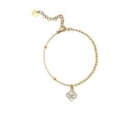 crayfomo Bracciale a catena con perline d'oro con ciondoli a quadrifoglio impreziositi in cristallo da donna, gioielli semplici ed eleganti