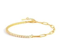 crayfomo Bracciale a catena per tennis e graffetta in rame placcato oro, adatto per datazione, feste e regali