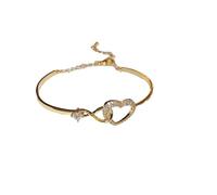 crayfomo Bracciale a forma di cuore intarsiato con zircone con design estraibile regolabile, braccialetto delicato, adatto per la datazione, feste e regali