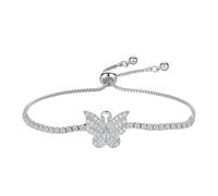 crayfomo Bracciale Butterfly Pull-Draw Cubic Zirconia, chiusura scorrevole regolabile, eleganti accenti di strass, gioielli fatti a mano da donna