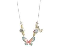 crayfomo Bracciale con ciondola a farfalla blu rosa con corda intrecciata intrecciata a mano con corda per fortuna con farfalla, gioielli da donna