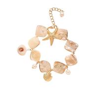 crayfomo Bracciale con conchiglia naturale, gioielli in lega per il vento marino, gioielli per le vacanze al mare, abbigliamento estivo, festa studentesca e folle di amanti del vento dolce