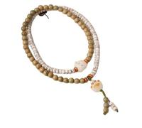 crayfomo Bracciale con perline in legno di sandalo verde e bodhi, perlina da polso con ciondolo con zampa di gatto, Gioielli in legno naturale zen per abbigliamento casual da meditazione quotidiana
