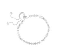 crayfomo Bracciale con perline rotonde d'argento regolabile-Catena con perline con chiusura scorrevole, accessorio minimalista versatile