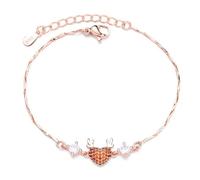 crayfomo Bracciale con Zirconia cubica a forma di cuore a forma di animale, design d'amore con stampa zampa carina, catena in acciaio inossidabile ipoallergenico, regalo morbido per le donne