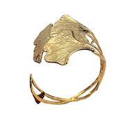 crayfomo Bracciale creativo a forma di ginkgo, in acciaio inossidabile, placcato oro 18K, bracciale aperto a forma di C-Gioielli minimalisti di fascia alta da donna