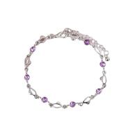 crayfomo Bracciale di Zirconia cubica con cuore rotondo dell'oceano da donna, Braccialetto di charm con tono d'argento regolabile, Regalo di compleanno coreano in stile Ins per la sua ragazza