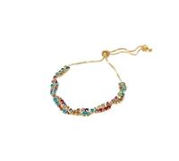 crayfomo Bracciale donna color oro in cristallo arcobaleno macramé: perline multicolori simili a pietre preziose, chiusura con coulisse regolabile, atmosfera festiva boema