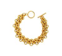 crayfomo Bracciale in acciaio al titanio vintage placcato sottovuoto 18K catena impermeabile in oro (mai dissolvenza, ipoallergenico) regolabile 15 0,5 pollici per uomini e donne