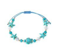 crayfomo Braccialetto bohémien da donna, Bracciale con perline di pietra regolabile a forma di conchiglia blu, Regalo di gioielli estivi da spiaggia