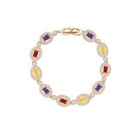 crayfomo Braccialetto Colorato Ovale Vibrante Della Gemma, Stile Geometrico Con I Diamanti, Moda Per Gli Spostamenti Quotidiani, Versatile Per Le Occasioni Multiple, Delle Donne