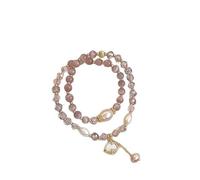 crayfomo Braccialetto con perline e perline rosa Collana con occhio di gatto con pietra di lusso Texture fresca e dolce di design minimalista accessori da donna