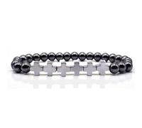 crayfomo Braccialetto con soffitto a croce, Bracciale nero con pietra di gallina, Braccialetto elastico da uomo, Accessori versatili per il pendolarismo, Accessori per uomini e donne