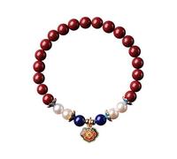 crayfomo Braccialetto di perle di cinabro da donna, Feng Shui Amulet Prosperity Carms cinabro d'oro viola per la pace e la propizia