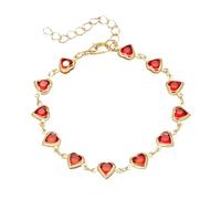crayfomo Braccialetto Di Strass Rosso A Forma Di Cuore, Formato Versatile E Regolabile, Perfetto Per Spostamenti Quotidiani Ed Eventi Sociali, Accessorio Di Moda Per Le Donne