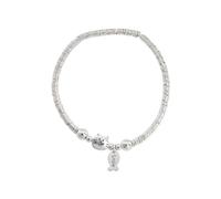 crayfomo Braccialetto elasticizzato argento gatto e pesce per le donne, adorabile design ispirato agli animali domestici, vestibilità comoda, stile casual versatile