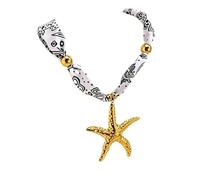 crayfomo Cashew fiori sciarpa seta collana stella del mare, acciaio inossidabile vacanza decoro vento, accessori di alta qualità, vacanza al mare, abbigliamento estivo, dolce vento fresco e viaggio