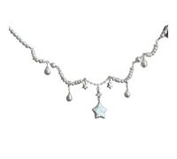 crayfomo Catena di Maglioni Star Pearl da donna, Collana lunga con ciondolo a forma di stella irregolare con nappa di perle per abbigliamento quotidiano e da festa