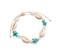 crayfomo Cavglia stile oceano con conchiglia e stella marina blu Starfish cordone regolabile Squisita cavigliere estivo che cattura gli occhi Gioielli da vacanza Ideale per vestirsi e regalo