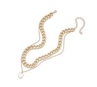 crayfomo Chunky Chain Choker collana con ciondolo cuore - oro e argento tono dichiarazione collane per le donne, gioielli a strati alla moda