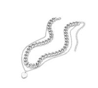 crayfomo Chunky Chain Choker collana con ciondolo cuore - oro e argento tono dichiarazione collane per le donne, gioielli a strati alla moda