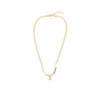 crayfomo Ciondolo a forma di cuore in oro semplice con collana a catena con serpente alla moda ed elegante accessorio per il collo